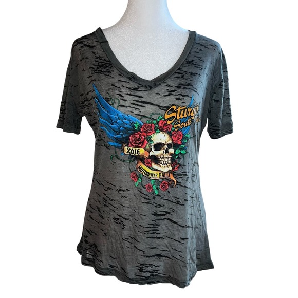 Vance Bikerwear Gray Sturgis South Dakota 2016 Motorcycle Rally T-Shirt Sheer M - Picture 1 of 9